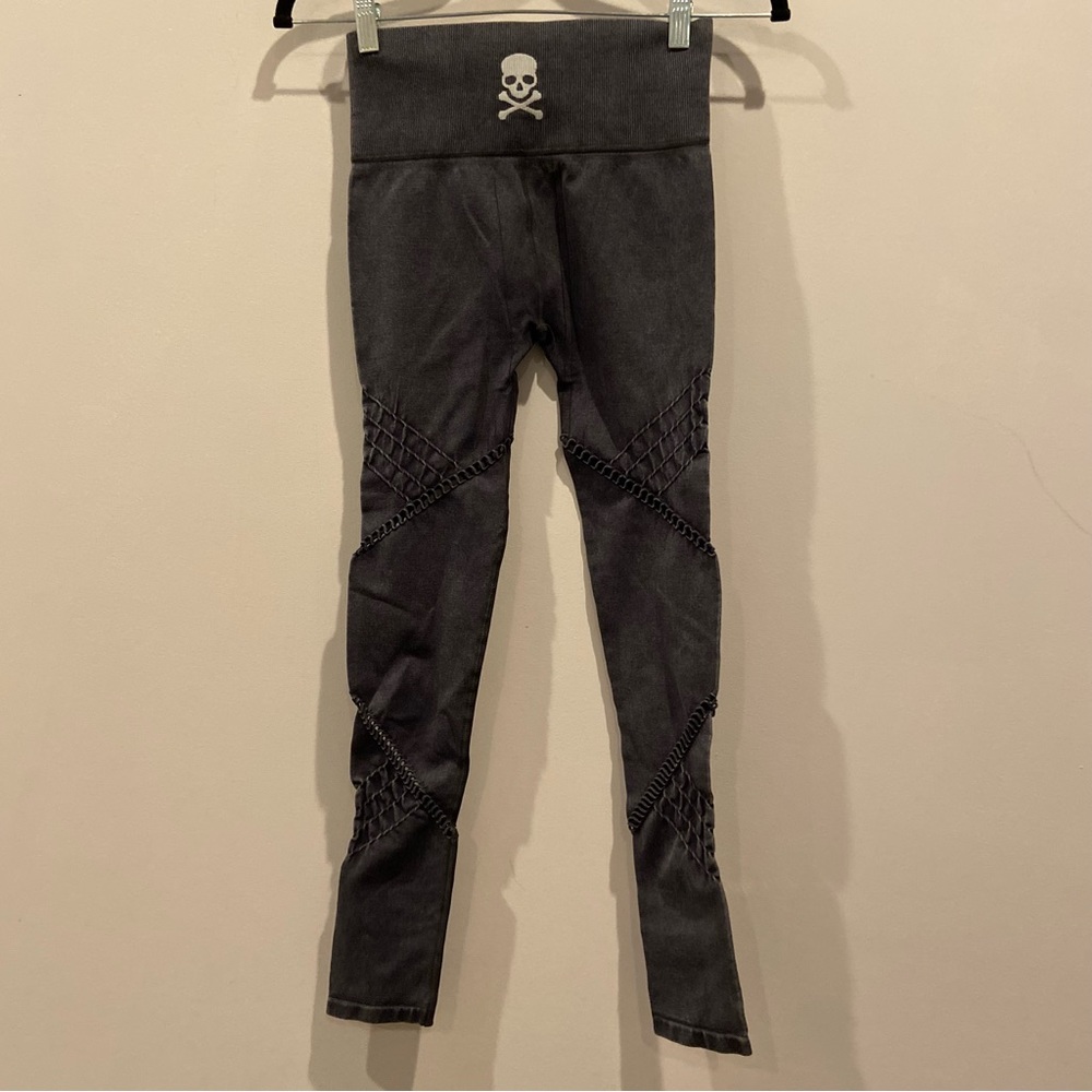 SOUL CYCLE Seamless Moto Leggings Dark Mineral Wash XS - Picture 4 of 7